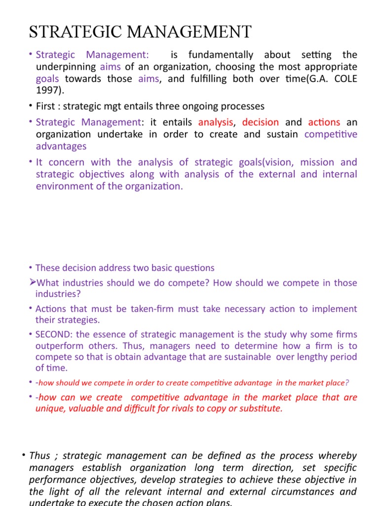Strategic Management Overview | PDF | Strategic Management | Marketing