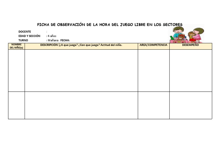 Ficha de Observación de La Hora Del Juego Libre en Los Sectores | PDF