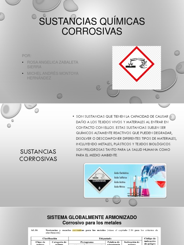 Sustancias Quimicas Corrosivas PDF Química Seguridad y salud