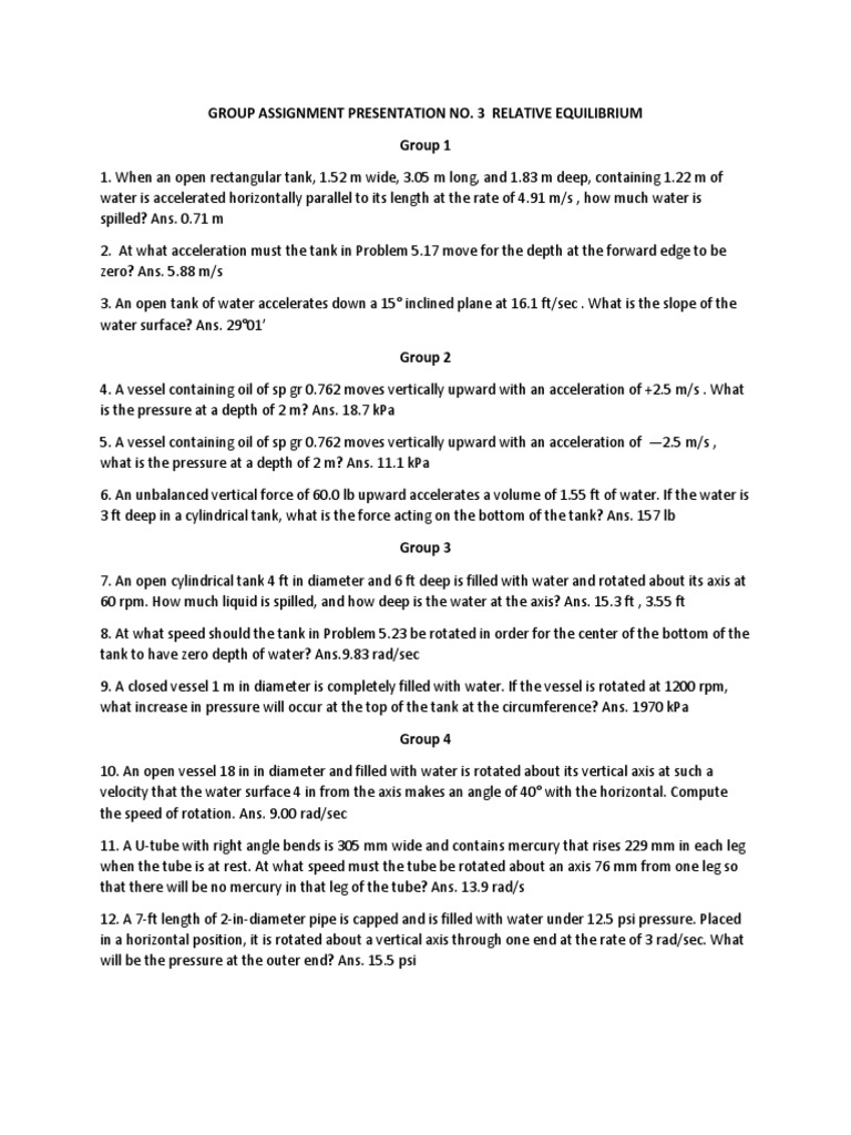 Group Assignment Presentation No. 3 Relative Equilibrium | PDF ...