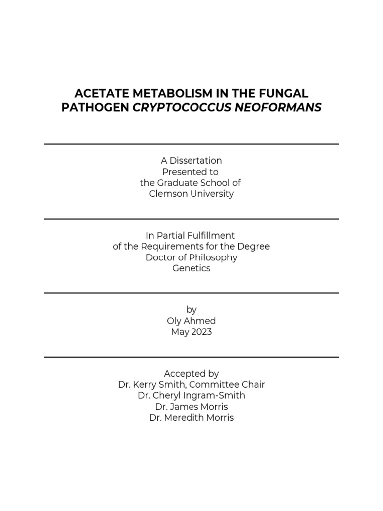 Acetate Metabolism in The Fungal Pathogen Cryptococcus Neoformans | PDF ...