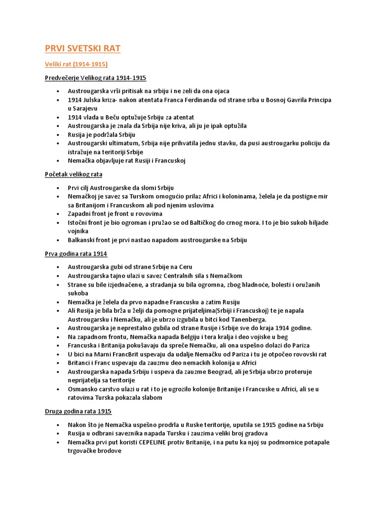 Prvi I Drugi Svetski Rat Teze PDF