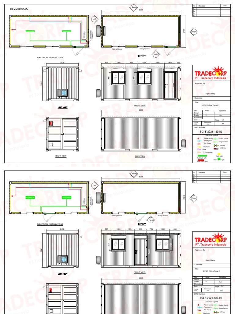 Drawing 20'GP - Office Container Type C (Rev-28042022) | PDF | Design ...
