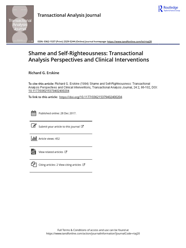 Shame & Self-Righteousness in TA | PDF | Shame | Self Esteem