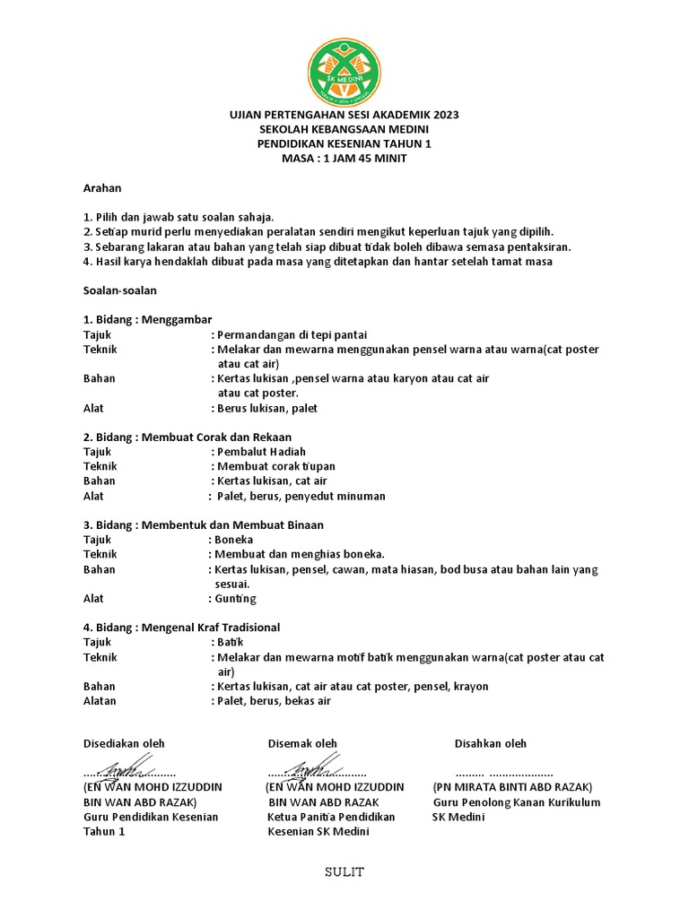 PSV Tahun 1 | PDF