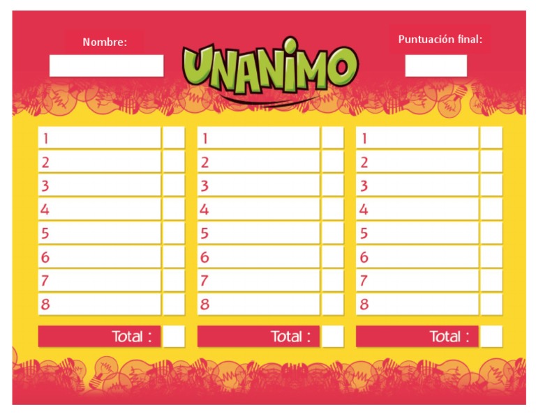 Plantilla y Juego Unanimo | PDF
