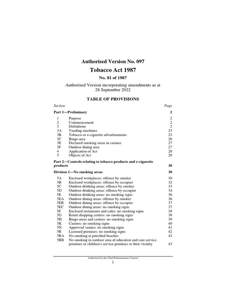 Victoria Tobacco Act PDF