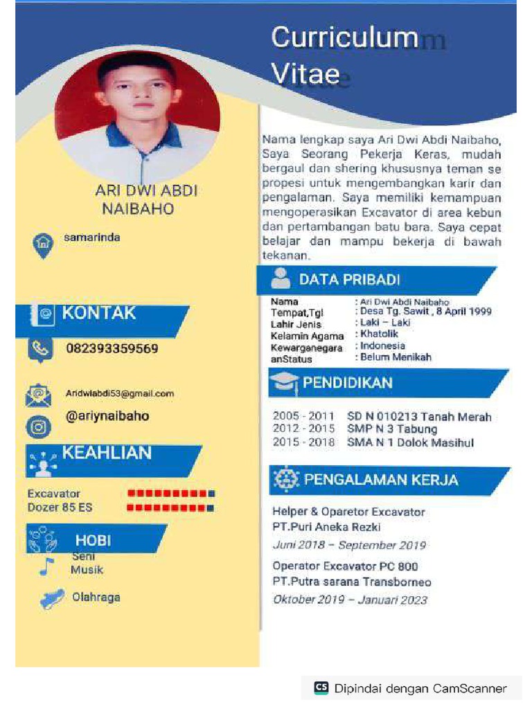 Bagi cv kompress lamaran kerja operator pdf