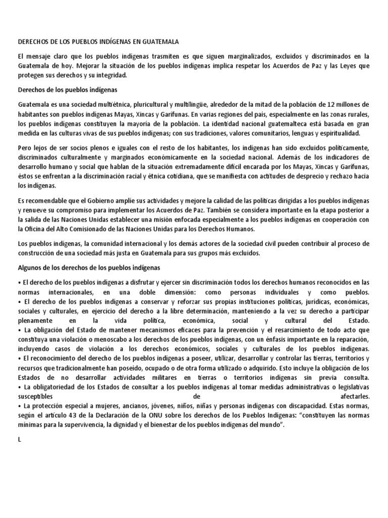 Derechos de los Pueblos Indígenas en Guatemala | PDF | Gente indígena ...