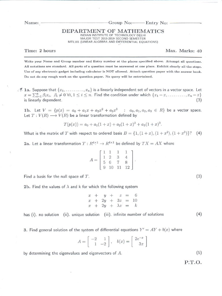 MTL101 Major Brief Solutions | PDF