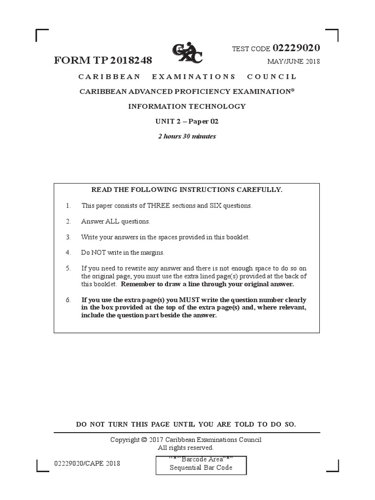 Cape it unit 2 may june 2018 paper 2 pdf barcode information
