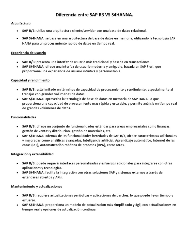 Diferencia entre sap r3 vs s4hanna pdf