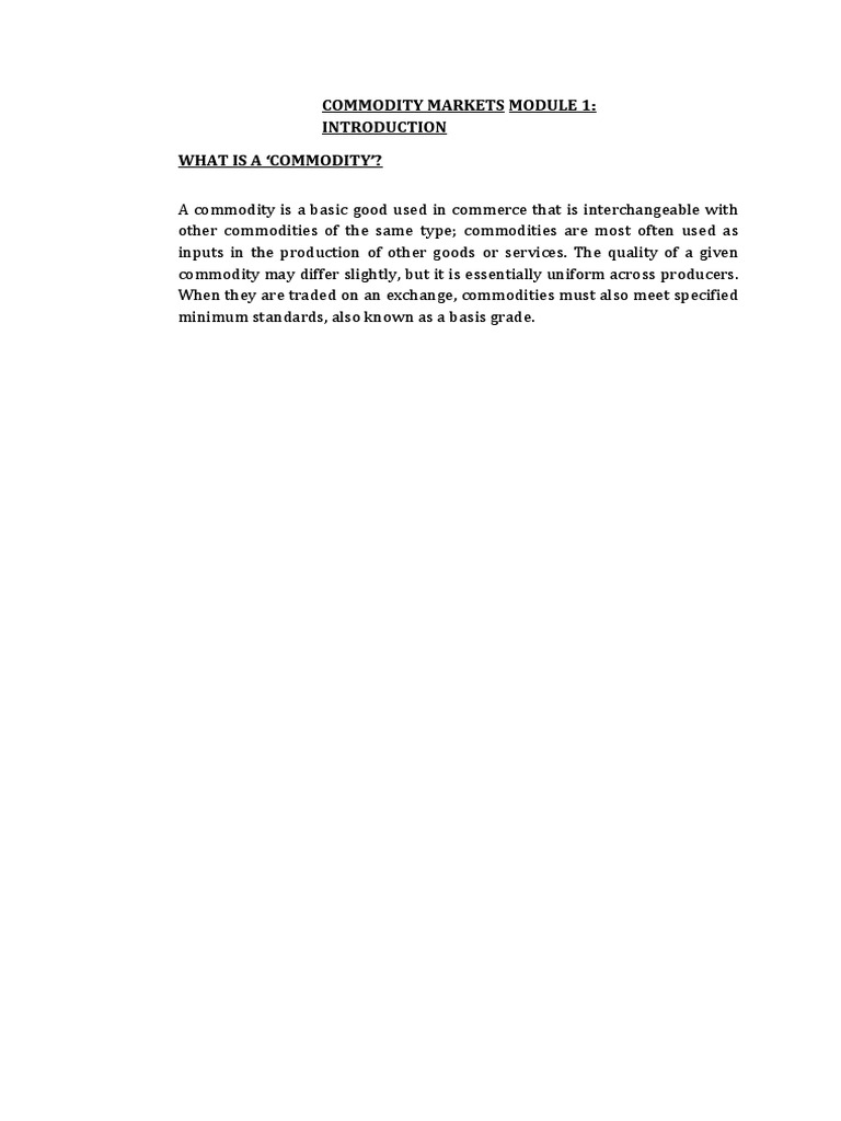 Commodity Market Full Notes Pdf Commodity Markets Futures Contract