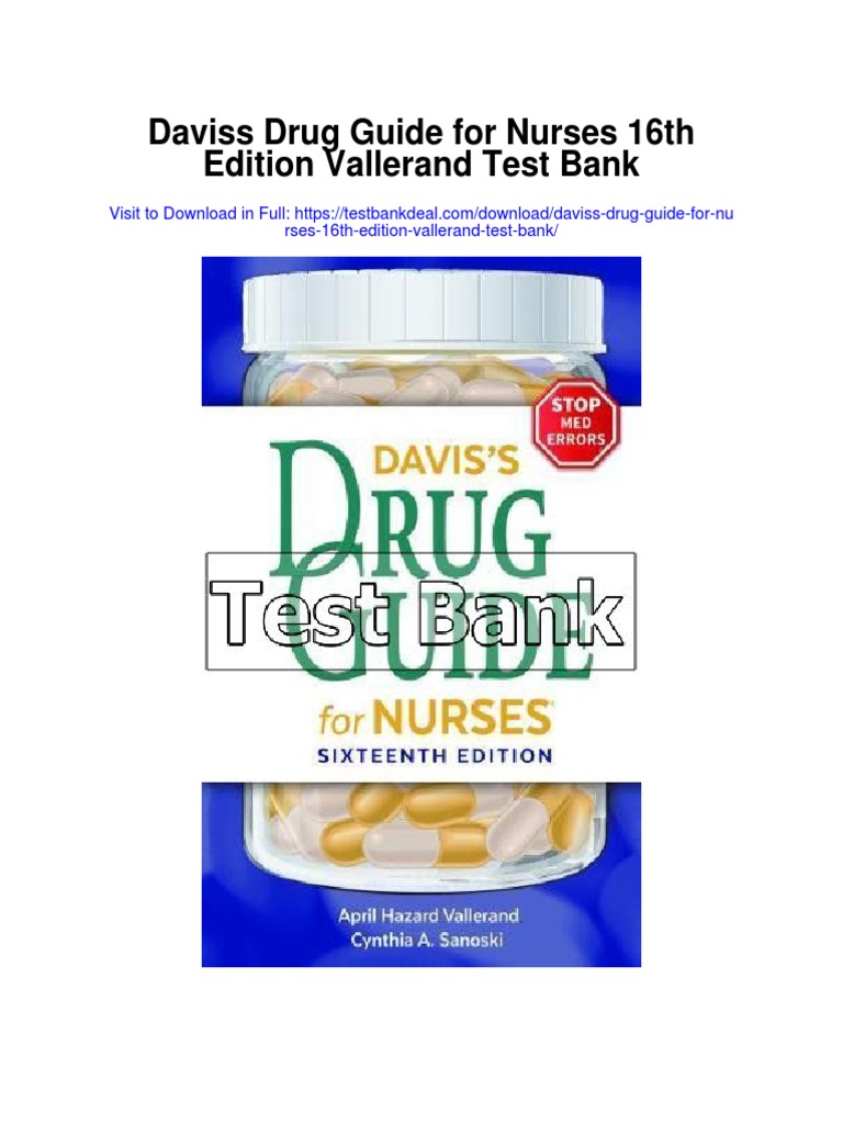 Daviss Drug Guide For Nurses 16th Edition Vallerand Test Bank PDF