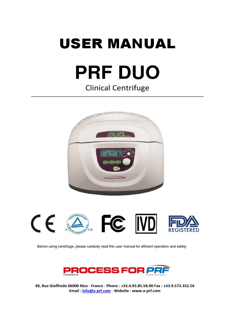 DUO QUATTRO Centrifuge User Manual English Version Download Free