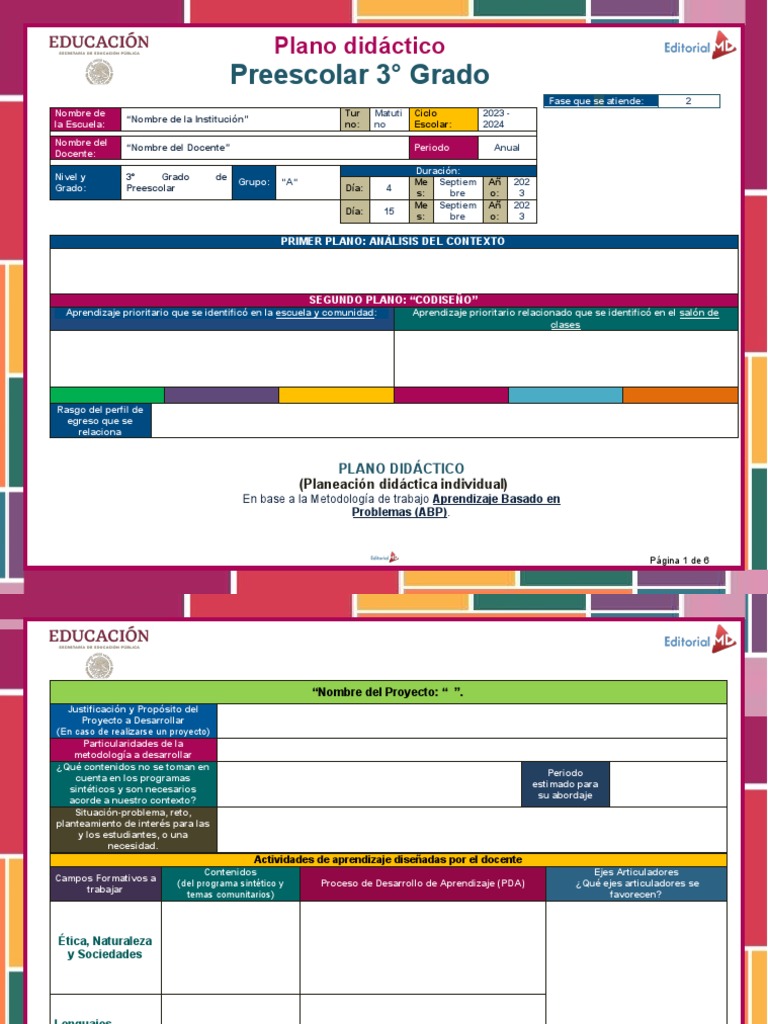 Formato Planeacion de Preescolar Editorial MD | Descargar gratis PDF ...