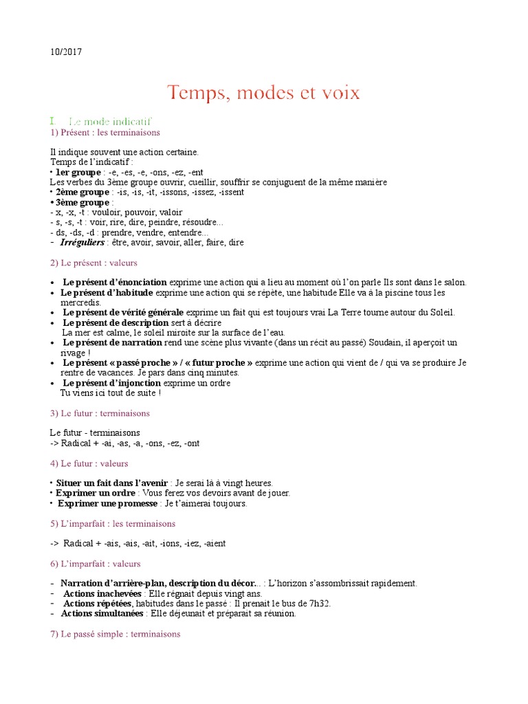 10 - 2017 - Les Temps | PDF | Temps (grammaire) | Linguistique