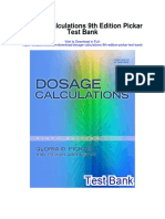 Dosage Calculations 9th Edition Pickar Test Bank