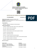 Certificado de Licença de Funcionamento - Produtos Quimicos