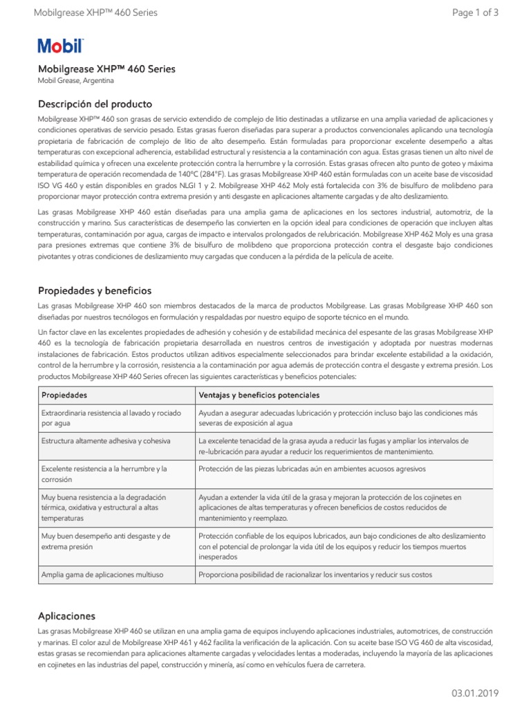 Ficha técnica MobilgreaseXHP462MOLY PDF