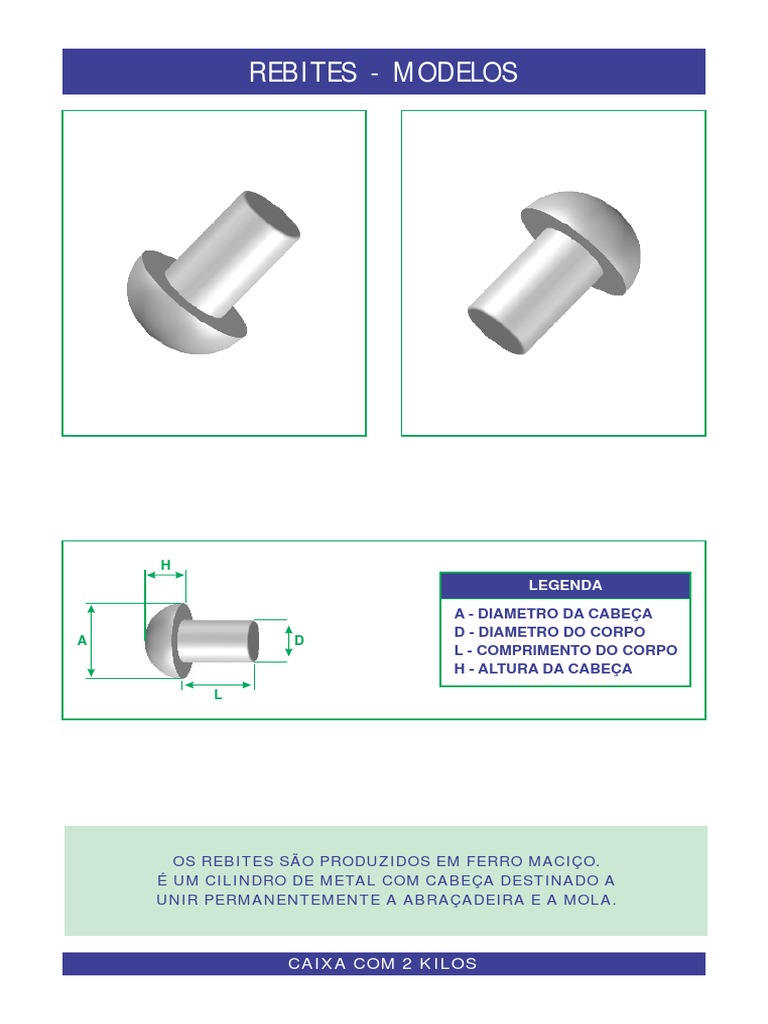 Rebites e Tabela Conversão PolxMM | PDF
