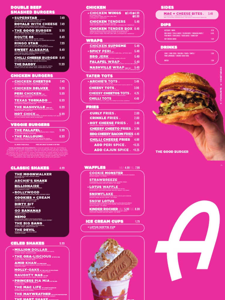 Archie's Restaurant Menu Overview | PDF