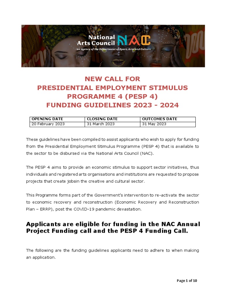 PESP 4 Funding Guidelines 2023-2024 | PDF | The Arts | Publishing