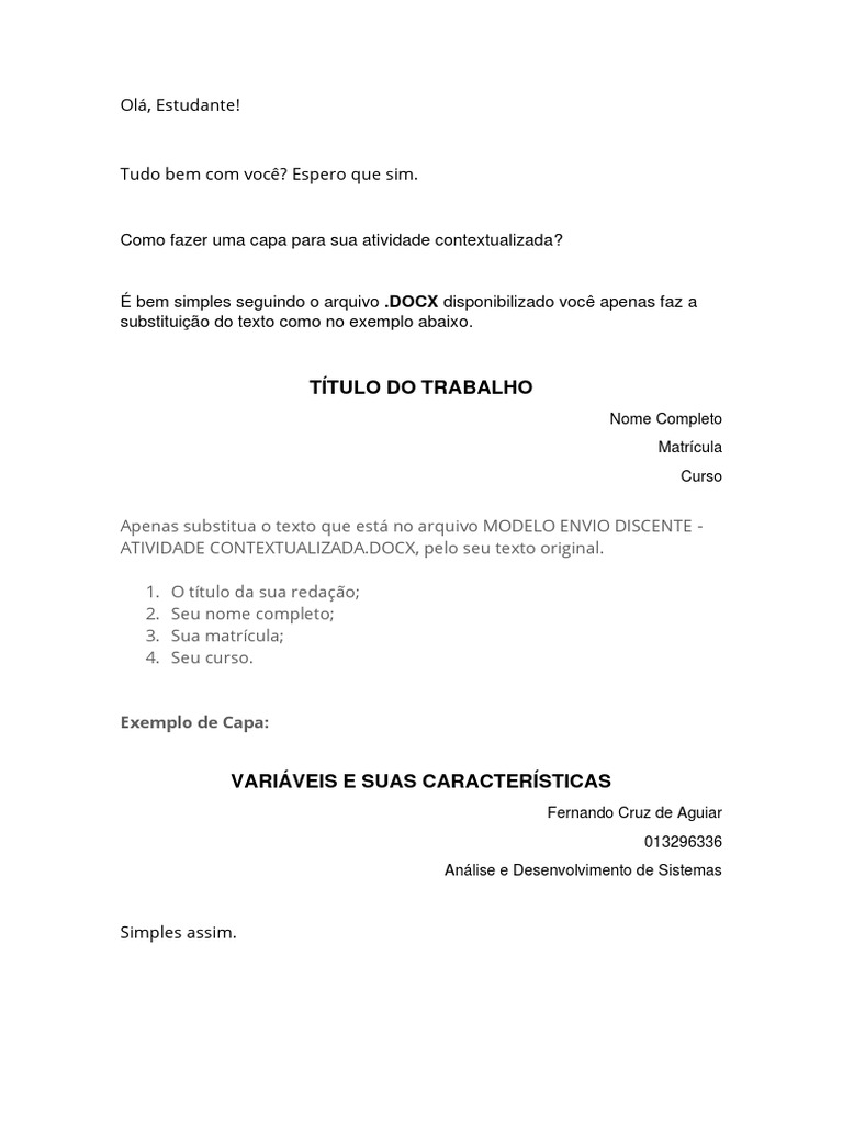 Como Fazer Capa de Trabalho Acadêmico | PDF