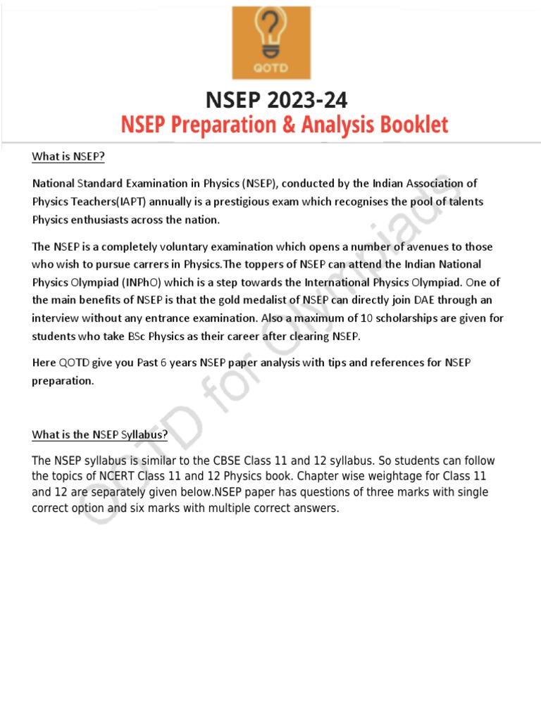 NSEP Preparation Guide and Syllabus | PDF | Physics | Physical Sciences