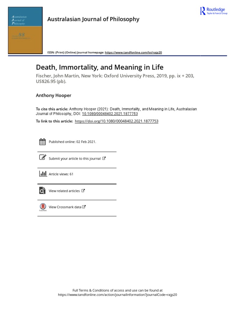 Death Immortality And Meaning In Life Pdf
