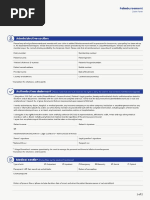 Reimbursement Claim Form