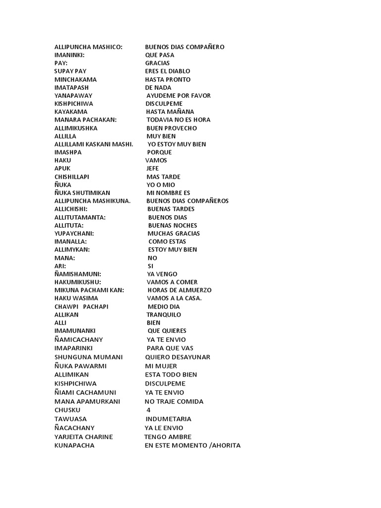 Vocabulario Kichwa..... | PDF