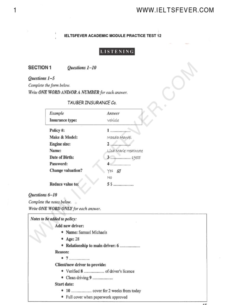 Ielts Fever Listening Practice Test 12 PDF | PDF