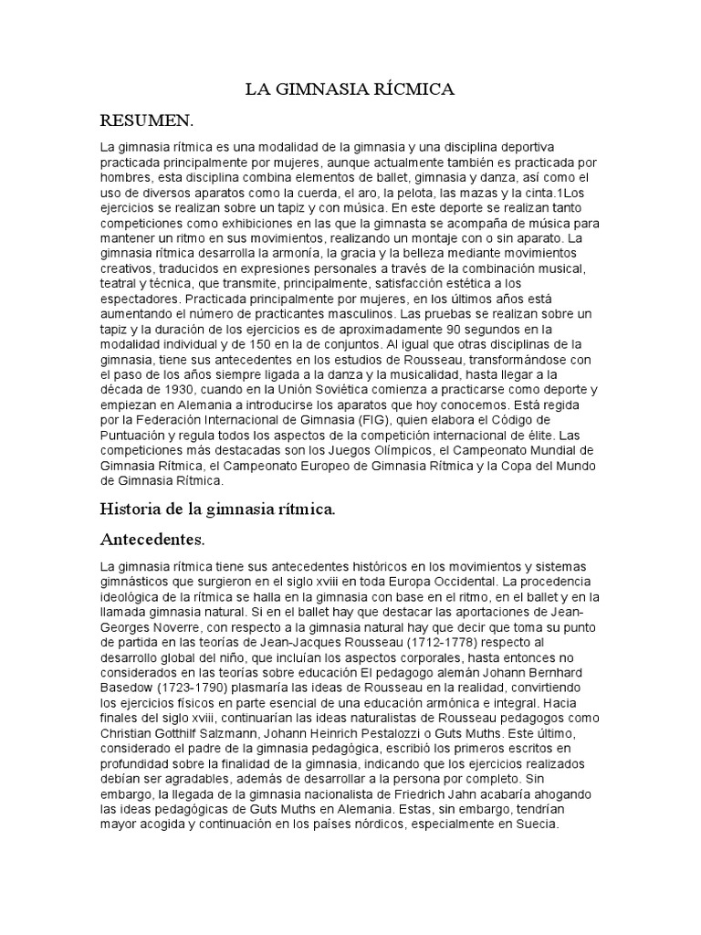 Historia de la Gimnasia Rítmica | PDF | Gimnasia | Deportes atléticos