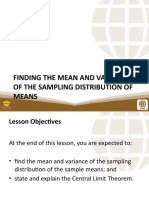 PSUnit III Lesson 2 Finding The Mean - and Variance of The Sampling Distribution of Means