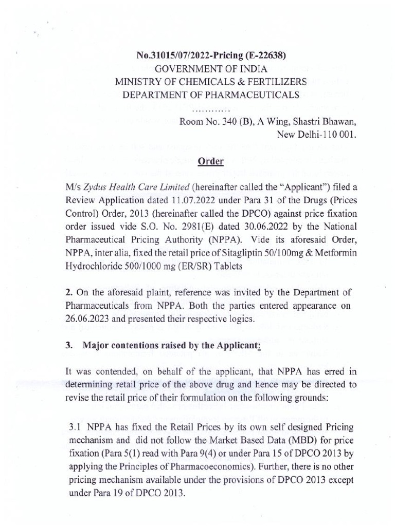 Zydus Healthcare Review Order PDF