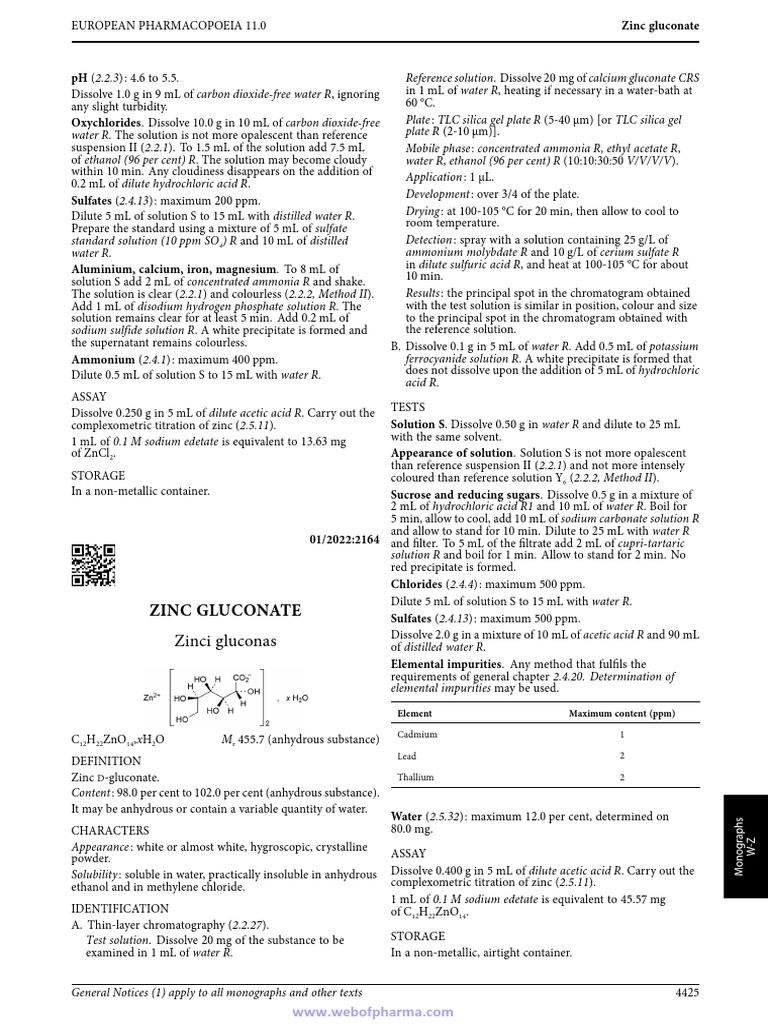 Zinc Gluconate PDF Solubility Zinc