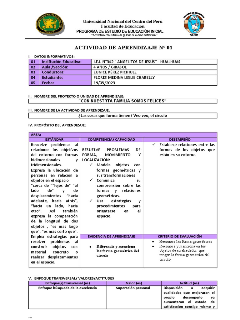 Sesion 1 | PDF | Educación de la primera infancia | Aprendizaje