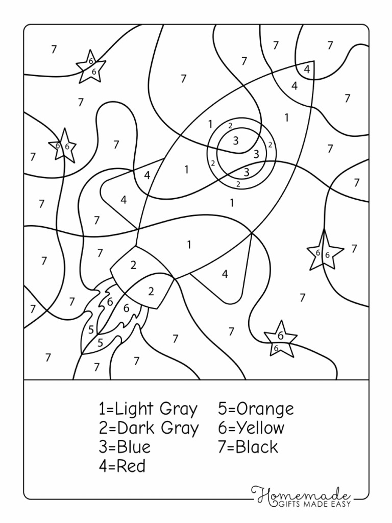 Color by Number Printable Space Rocket | PDF