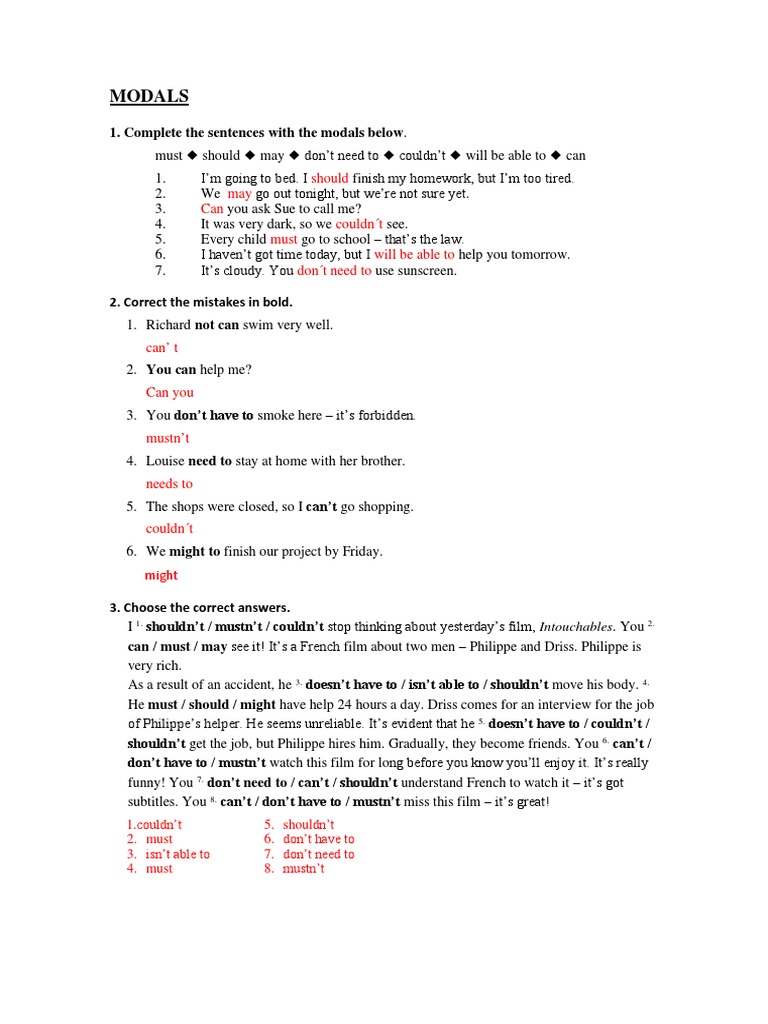 Modal Exercises - Key | PDF