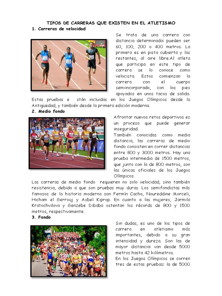 Tipos de Carreras en Atletismo | PDF | Deporte del atletismo | Carreras