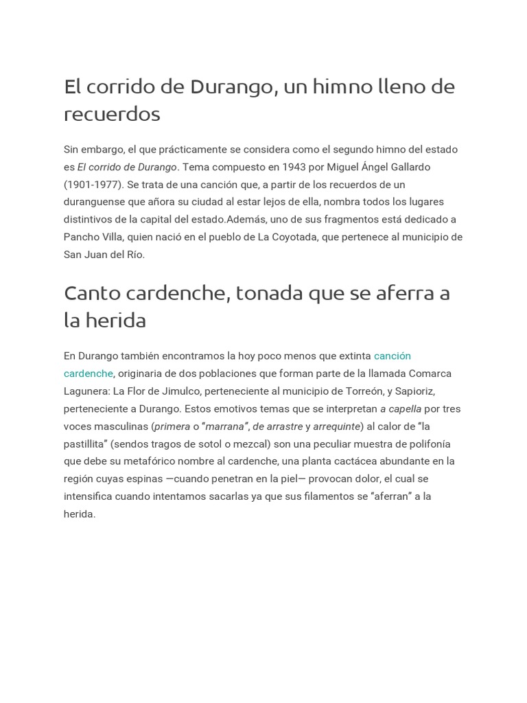 Música Típica y Tradicional de Durango | PDF | Arte