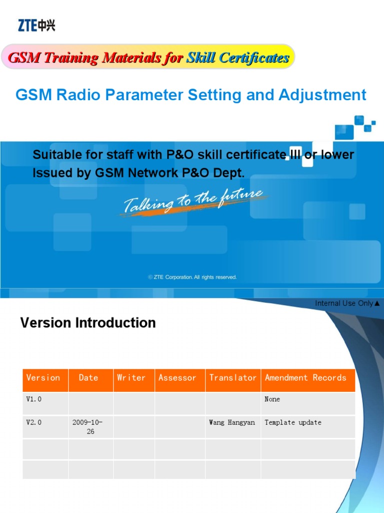 GSM P&O Training Materials For Skill CertificatesGSM Radio Parameter