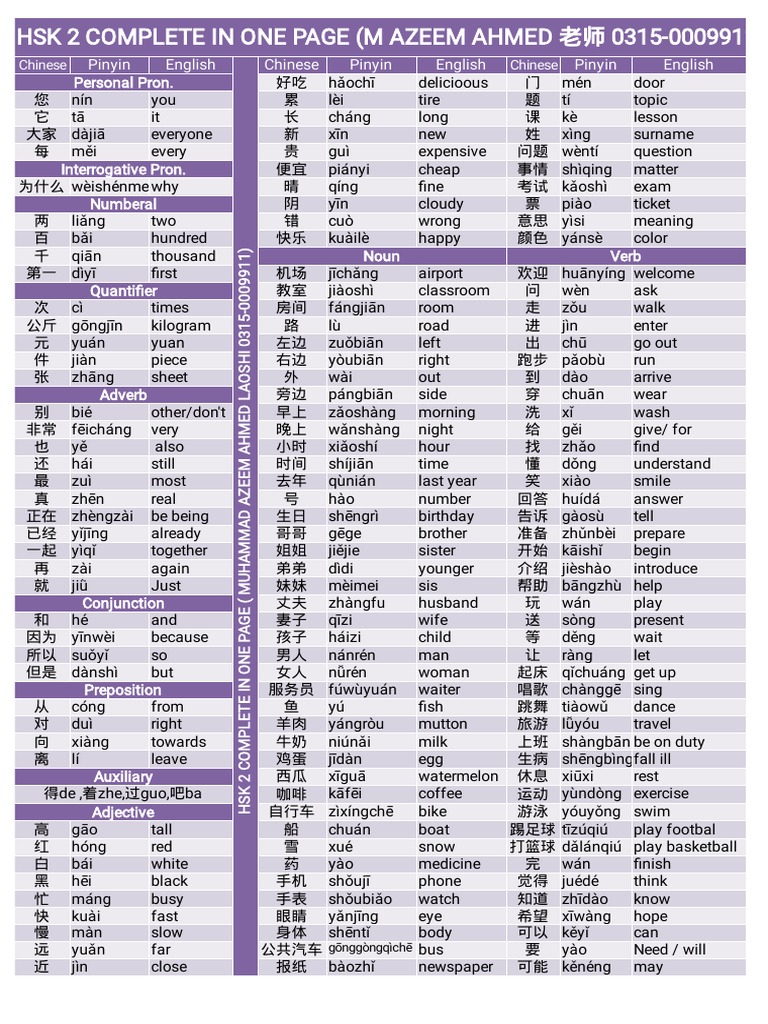 HSK 2 Complete in One | PDF