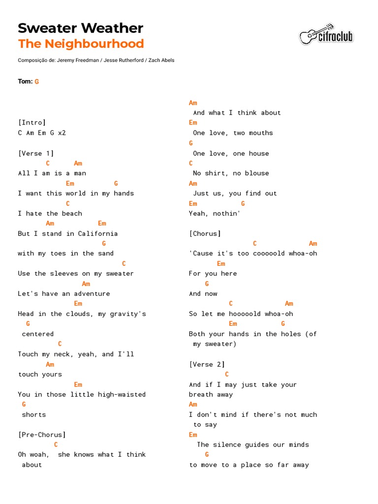 Cifra The Neighbourhood Sweater Weather | PDF | Song Structure | Fashion