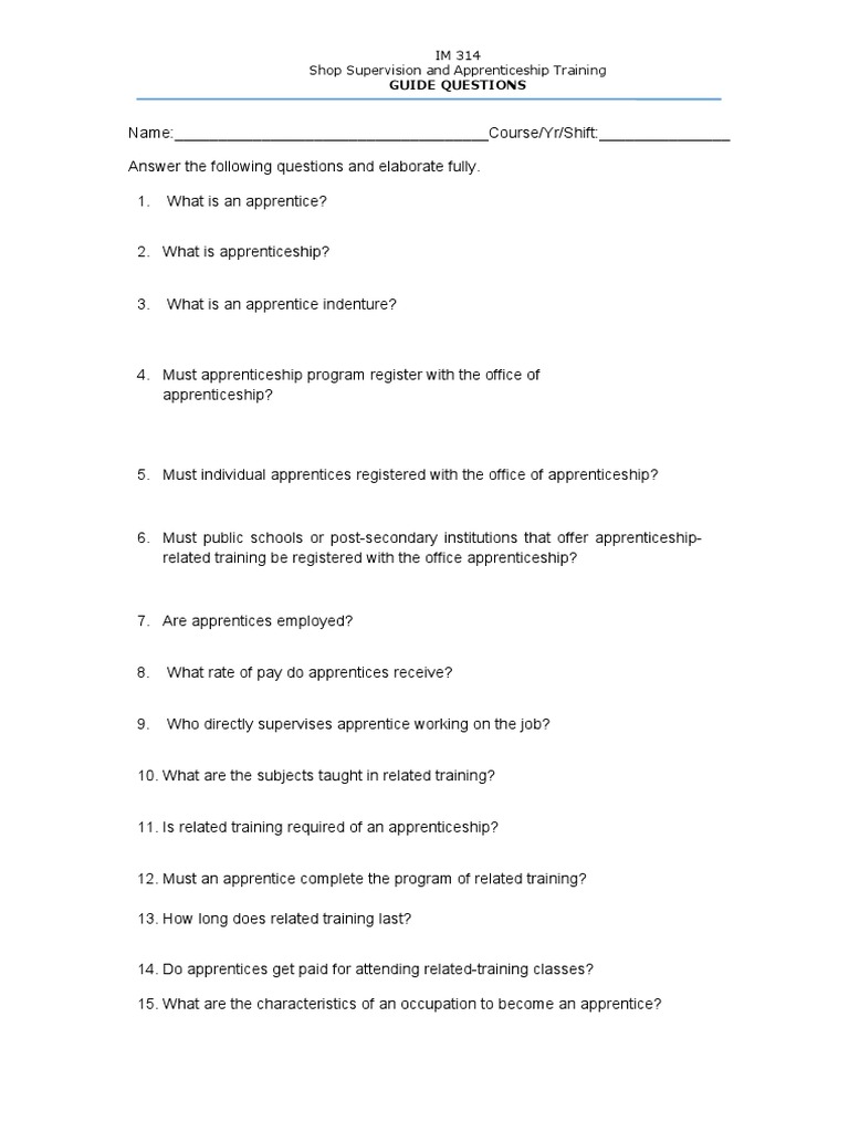Apprenticeship Training and Supervision Guide | PDF