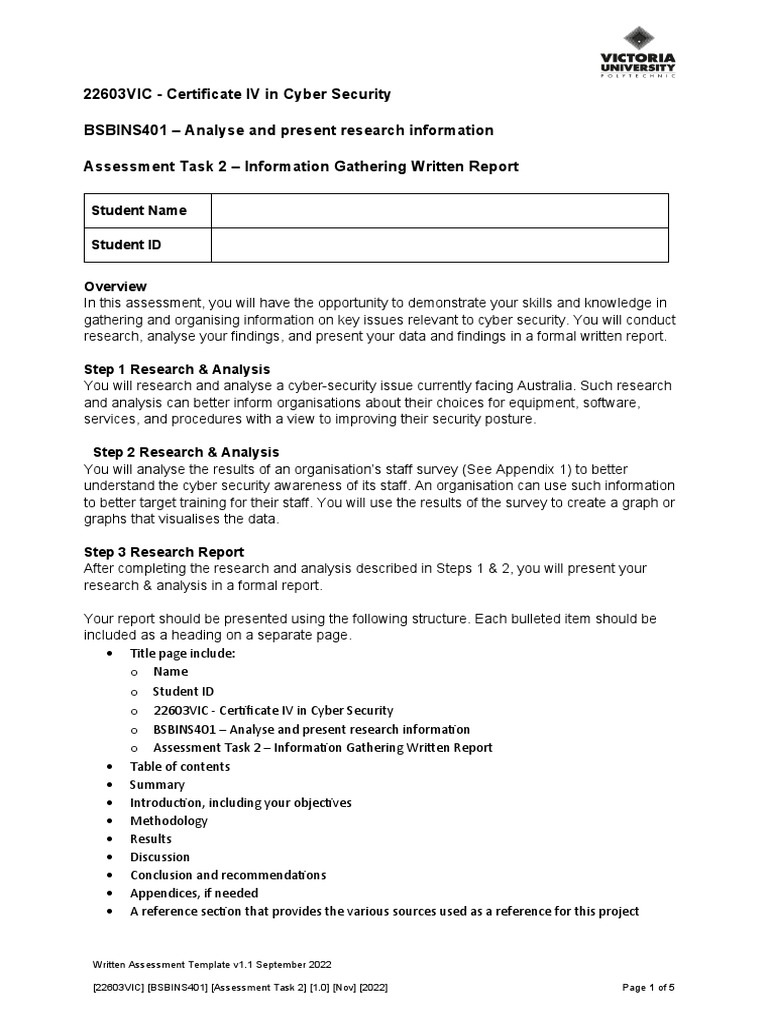 BSBINS401 Assessment2 - v1.0 | PDF | Information | Computer Security