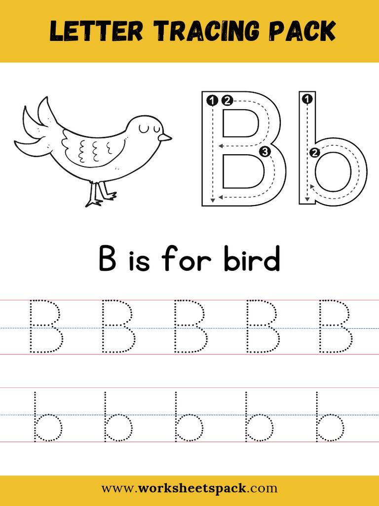 B Is For Bird Coloring Free Letter B Tracing Worksheet PDF PDF