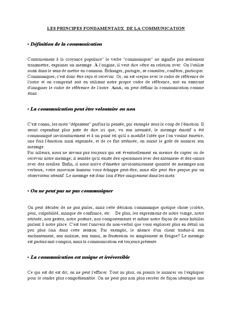 Les Principes Fondamentaux de La Com | PDF | Évolution de carrière ...