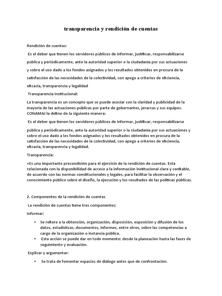 Rendición de Cuentas y Transparencia | PDF | Responsabilidad ...